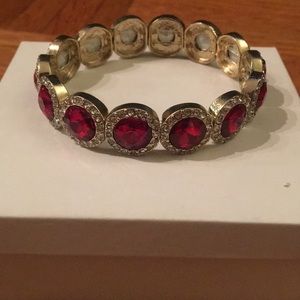 Gold & red costume jewelry bracelet